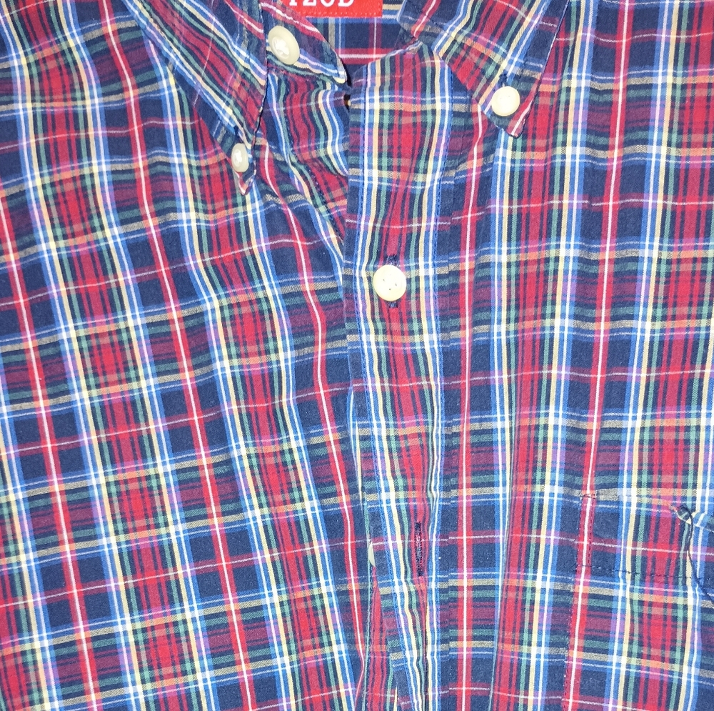 Men's Tartan Plaid Izod Sport Shirt XL